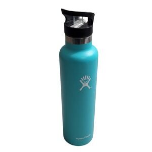 Hydro Flask 24 oz Standard Mouth Water Bottle Mint Teal Straw Lid S24435